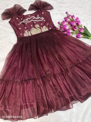 Designer Tissue Silk Handwork  Frock