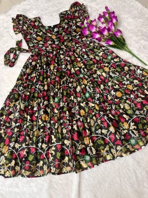 Digital Print Cotton Silk Midi Frock