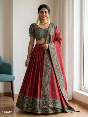 dola silk printed lehenga