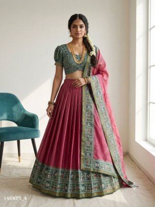 dola silk printed lehenga