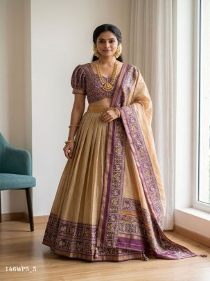 dola silk printed lehenga
