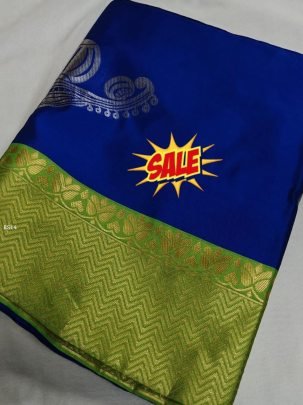 Elegant Borderless Kanjivaram Silk Saree with Contrast Zari Weaving