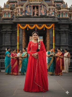 Elegant Embroidered Anarkali Gown with Dupatta