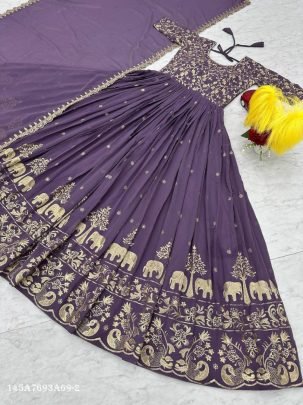 Elegant Embroidered Fox Georgette Gown with Dupatta