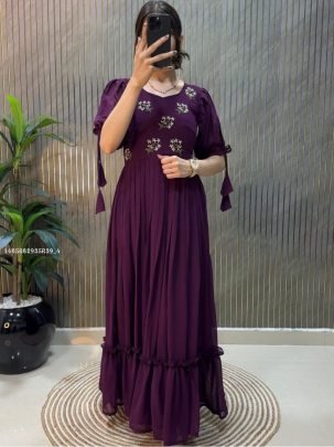 Elegant Floral Embroidered Maxi Dress for Women
