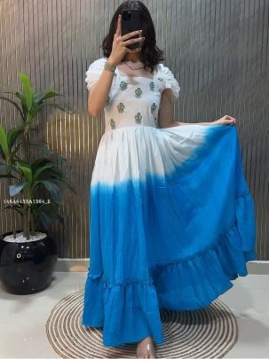 Elegant Ombre Embroidered Maxi Dress for Women