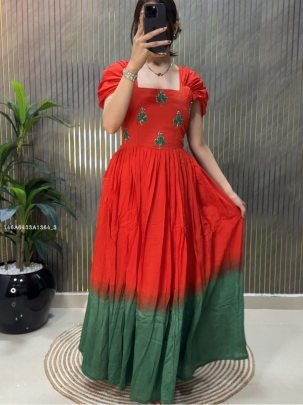 Elegant Ombre Embroidered Maxi Dress for Women