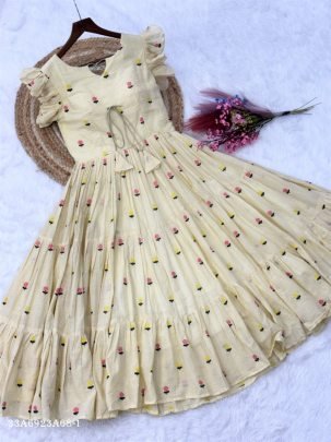 Embroidered Cotton Flared Midi Dress