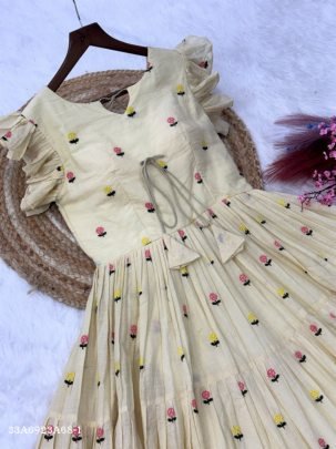Embroidered Cotton Flared Midi Dress