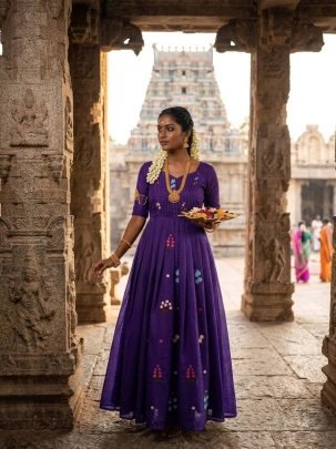 Embroidered Mull Cotton Festival Gown