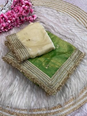 Fandy Satin Sequin Butti Saree