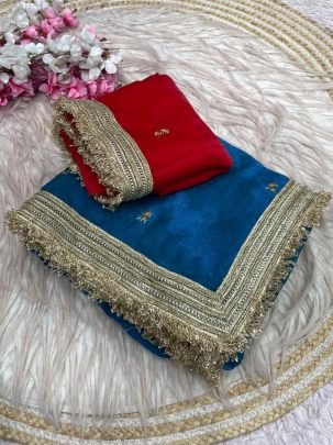 Fandy Satin Sequin Butti Saree