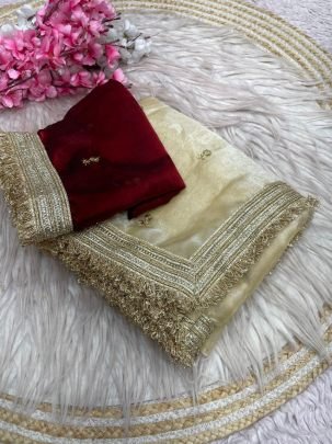 Fandy Satin Sequin Butti Saree
