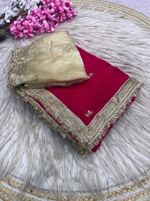 Fandy Satin Sequin Butti Saree