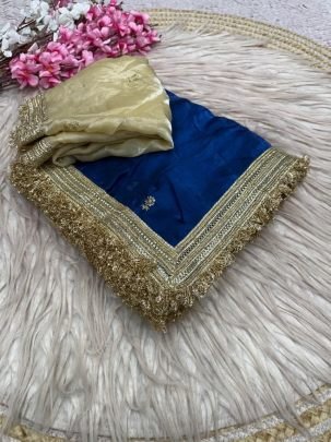 Fandy Satin Sequin Butti Saree