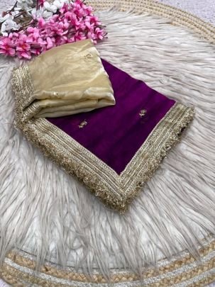 Fandy Satin Sequin Butti Saree