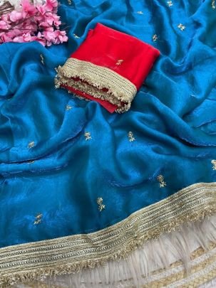 Fandy Satin Sequin Butti Saree