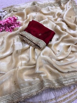 Fandy Satin Sequin Butti Saree