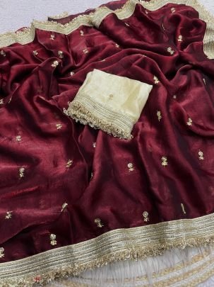 Fandy Satin Sequin Butti Saree