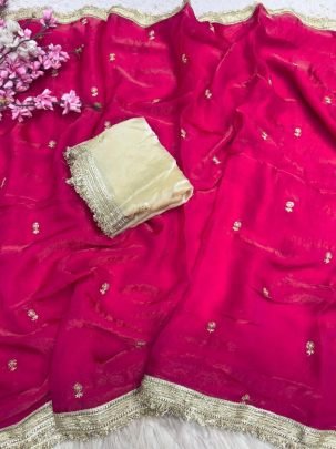 Fandy Satin Sequin Butti Saree