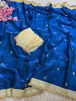 Fandy Satin Sequin Butti Saree