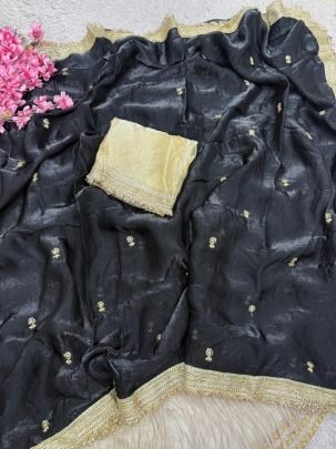 Fandy Satin Sequin Butti Saree