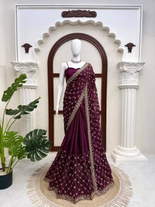 Fendy Silk Beaded Sequin Saree