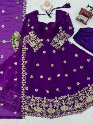 Fendy Silk With Anarkali Gown