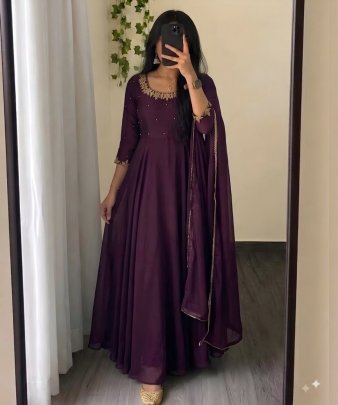 Festive Elegance Silk Gown Set