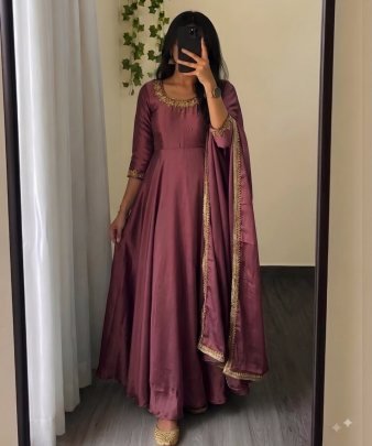 Festive Elegance Silk Gown Set