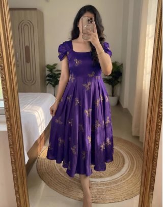 Floral Embroidered Flared Midi Dress