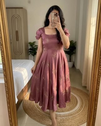 Floral Embroidered Flared Midi Dress