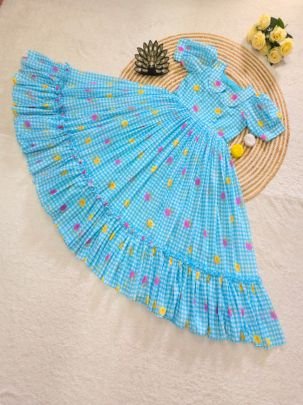 Floral Printed Mul Chanderi Midi Dress