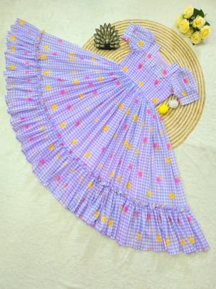 Floral Printed Mul Chanderi Midi Dress