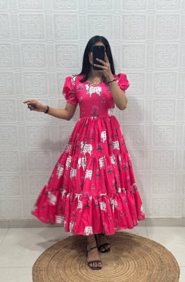 Floral Printed Tiered Flared Midi Dress