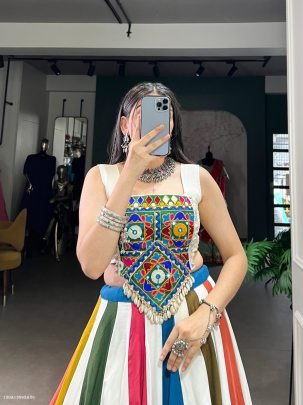 Gamthi Mirror Work Rayon Lehenga Set