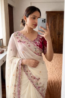 Georgette Saree With Heavy Sequins