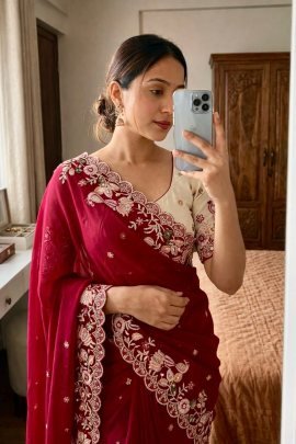 Georgette Saree With Heavy Sequins