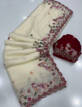 Georgette Saree With Heavy Sequins