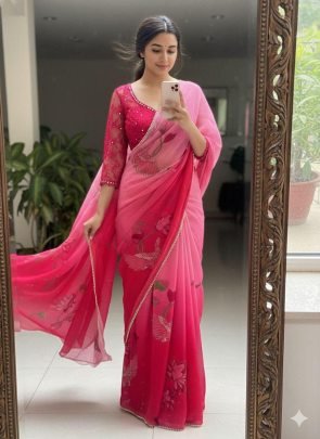 Georgette Silk With Designer Handwork Saree
