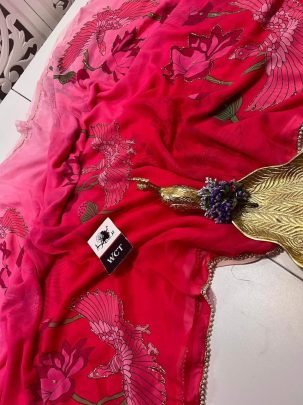 Georgette Silk With Designer Handwork Saree
