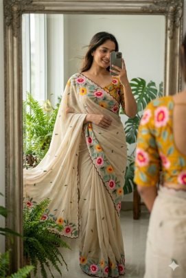 Georgette with beautiful heavy Work Saree