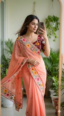 Georgette with beautiful heavy Work Saree