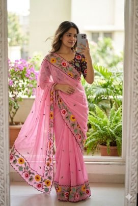 Georgette with beautiful heavy Work Saree