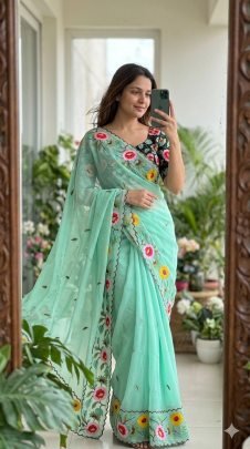Georgette with beautiful heavy Work Saree