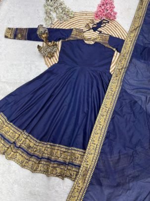 Gown With Silk Cotton Dupatta