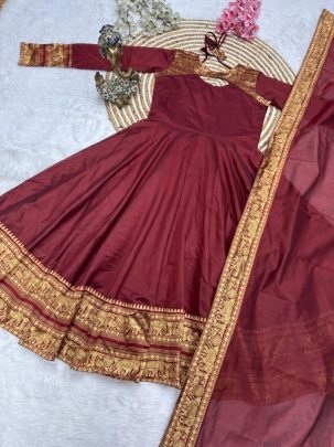Gown With Silk Cotton Dupatta
