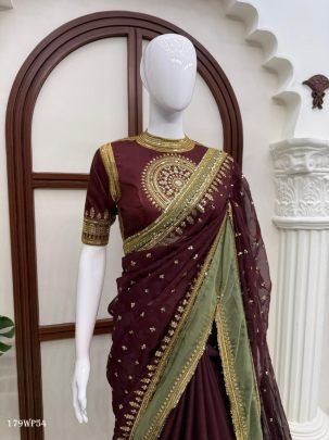 Janhvi Inspired Tabby Silk Sequin Saree