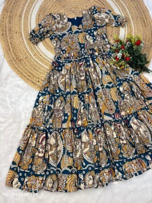  Kalamkari Maxi gown soft Maslin cotton with digital print