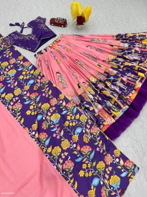 Kalamkari Printed Cotton Lehenga Choli Set